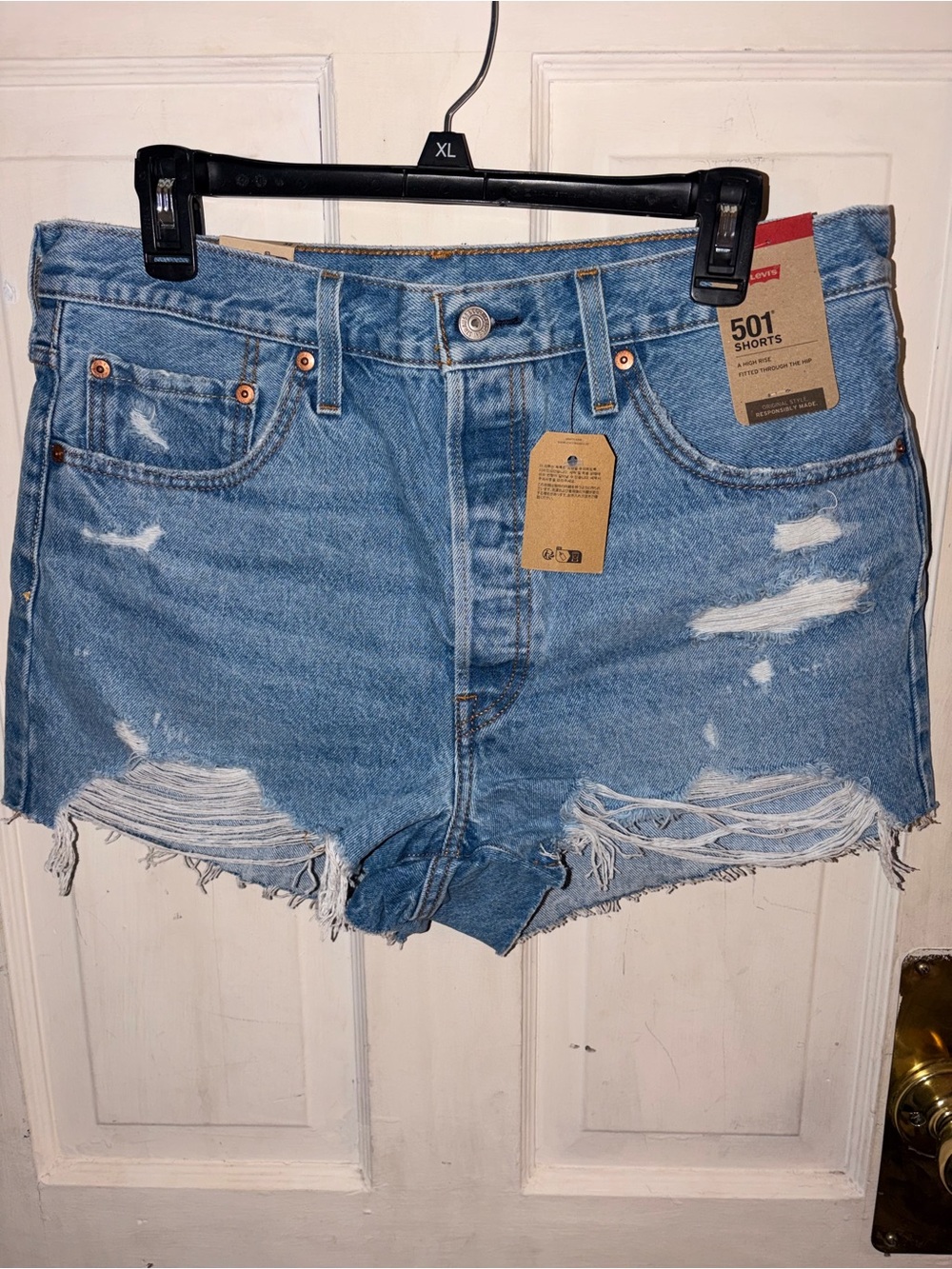 Levi's Distressed Light Blue 501 Women's Denim Shorts